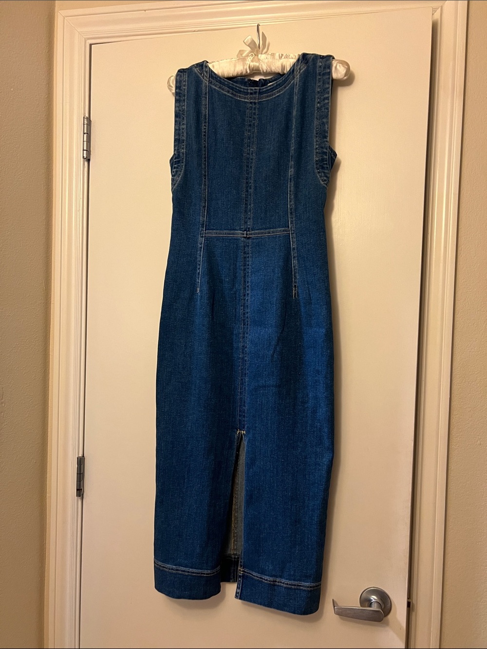Pilcro Sleeveless Midi Denim Dress in Deep Blue